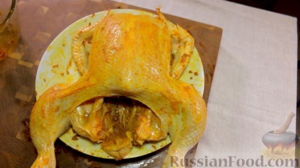 Курица гриль на вертеле с запечённым картофелем в духовке