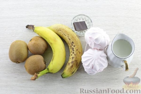 Сливочно-зефирный десерт с киви и бананом