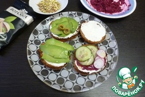 Закусочные бутерброды со свеклой и авокадо